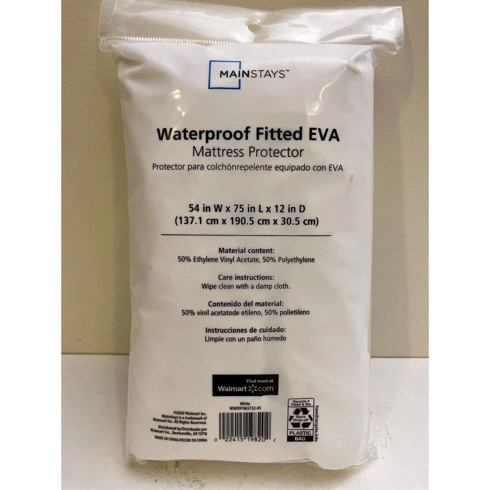 Mainstays Waterproof Fitted EVA Mattress Protector 54